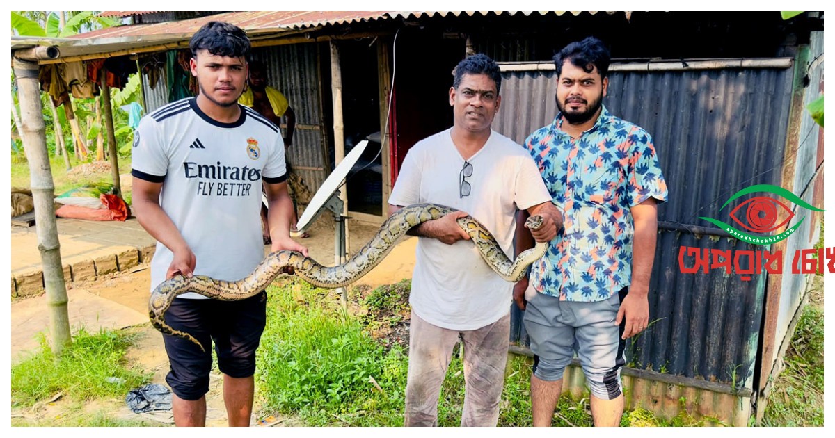 মাছ ধরার জালে আটকে ছিল অজগর