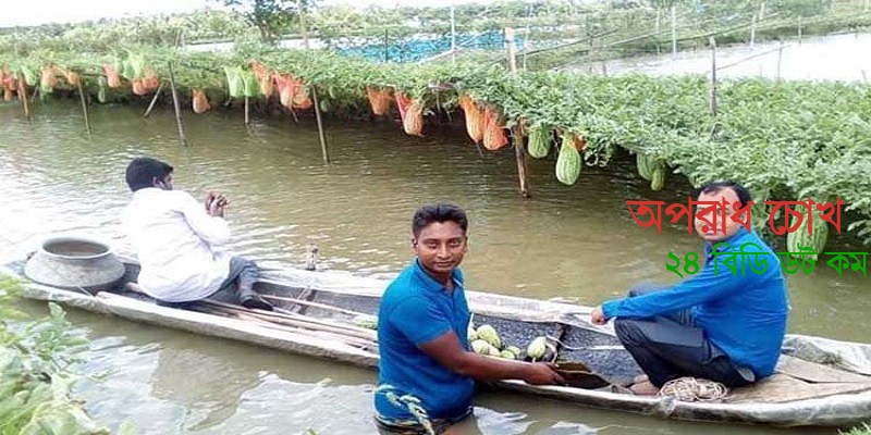 ঘেরের বেড়িতে গ্রীষ্মকালীন তরমুজের ফলন